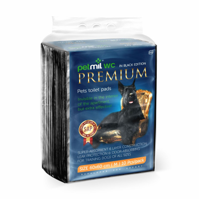 PETMIL WC BLACK PREMIUM Пеленка впитывающая черная 60*60 см по 10 шт.